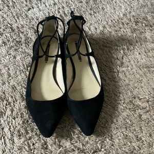 Zara black flats with ankle ties